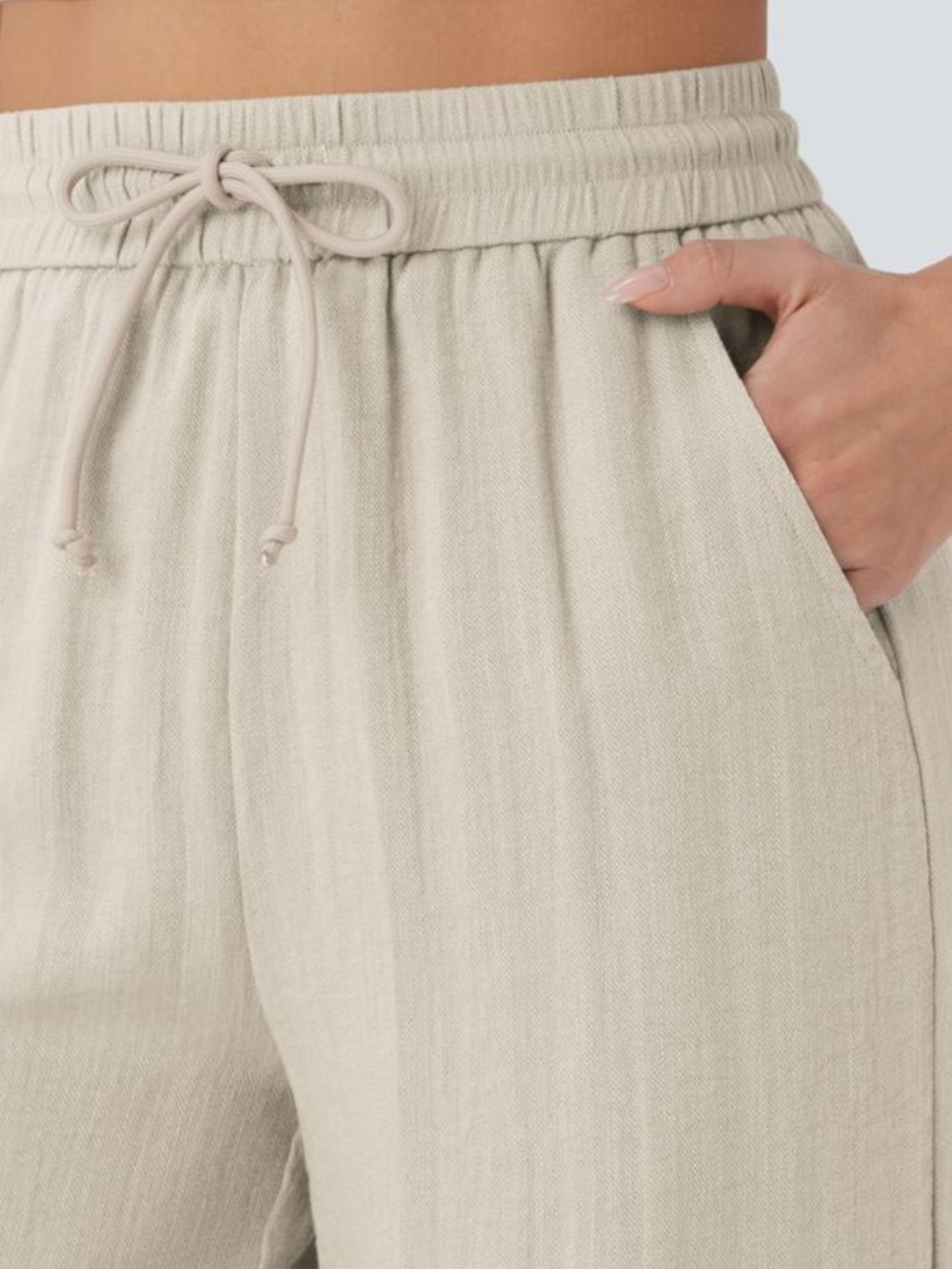 NWT HALARA Wide-Leg Linen-Feel Pants — Light Beige - Picture 4 of 6